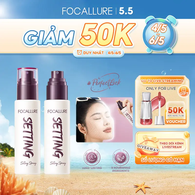 Chai Xịt Khóa Lớp Trang Điểm Focallure Trọng Lượng Nhẹ Lâu Trôi Chống Nhòe 65ml