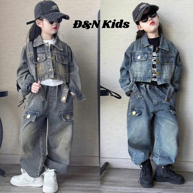  Đ&N Kids -081 -SÉT BỘ BÒ BÉ GÁI CAO CẤP CHO BÉ HOTTREN MÙA THU ĐÔNG 2025 BỘ JEAN 