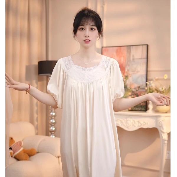 Product Introduction of Loose solid color nightdress thin style simple lace palace style slim fashion temperament summer elegance 10
