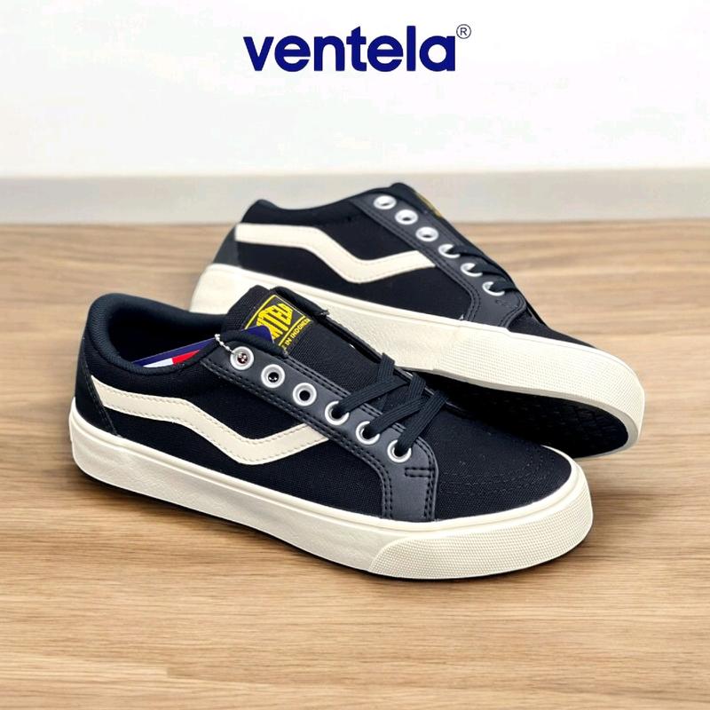 Ventela Republic Low Black Natural Original - Sepatu Sneakers Canvas 12oz Casual Shoes 0