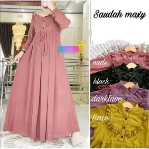 GAMIS MOLA BUSUI KANCING REMPEL BAHAN KATUN POLLYCOTTON Gamis Wanita Muslim Dewasa