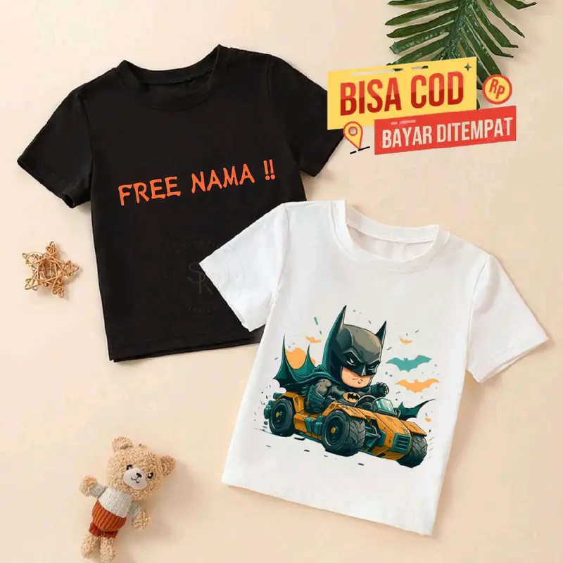 Baju kaos anak Spiderman, Batman free nama -cod 1