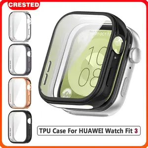 TPU Case for Huawei Watch Fit 3 Case Full Coverage Bumper Screen Protector Cover Accessories Jam Tangan Smartwatch Bumper Huawei Watch Fit 3 Case Huawei Fit 3