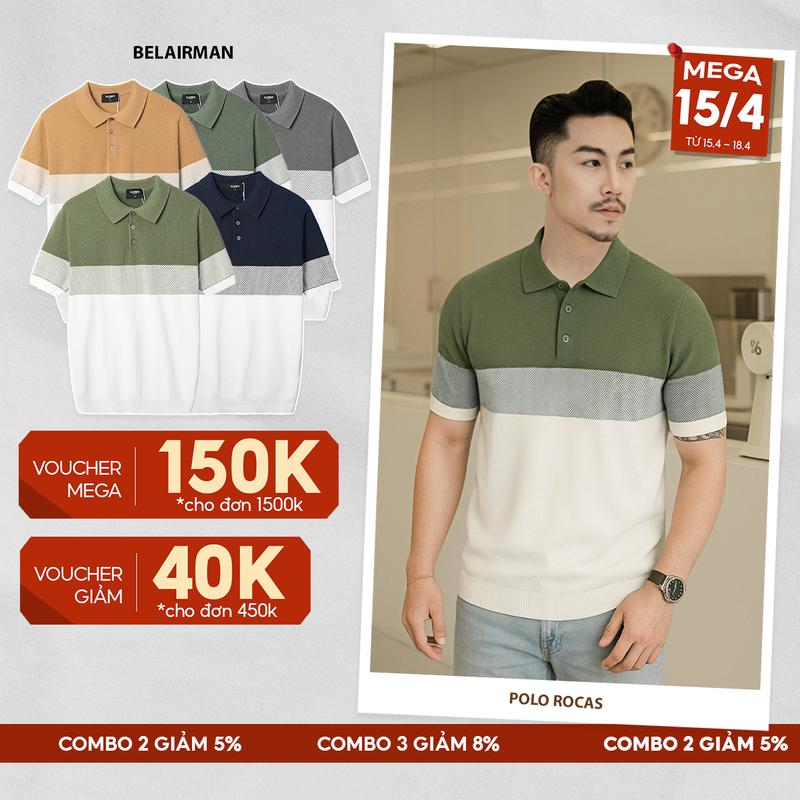 Áo Polo Nam BELAIRMAN ROCAS Dệt Kim Classic, Thanh Lịch, Sang Trọng - PLRC0129 Menswear Shirt