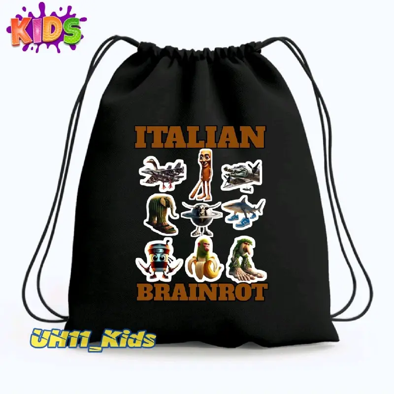 Tas Serut Stringbag Italian Brainrot Anomali Bebagai Gambar Karakter Tas Serut - Fashion Anak Unisex 0
