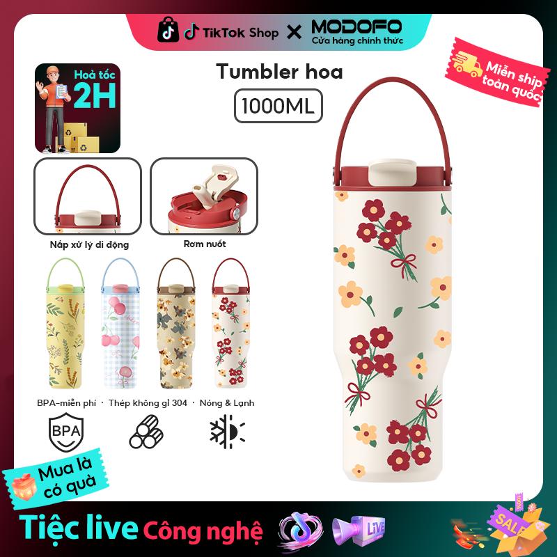  【Uống trực tiếp + ống hút MODOFO Cốc giữ nhiệt 1000ml thép không gỉ an toàn thực phẩm giữ lạnh 12 giờ và giữ nóng 18 giờ,có sẵn màu in hoặc màu trơn hoàn hảo cho sử dụng tại văn phòng hoặc du lịch 
