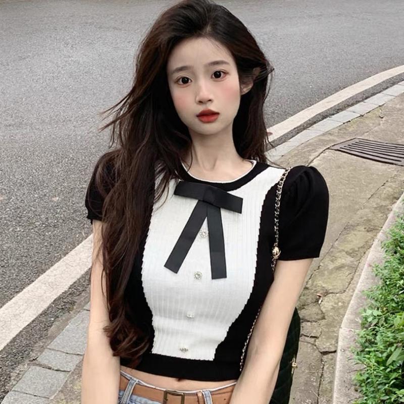 LULU TOP / CROP TOP / KNIT TOP / MONOCHROME/ TWO TONE / ATASAN WANITA RAJUT  Dewasa 1