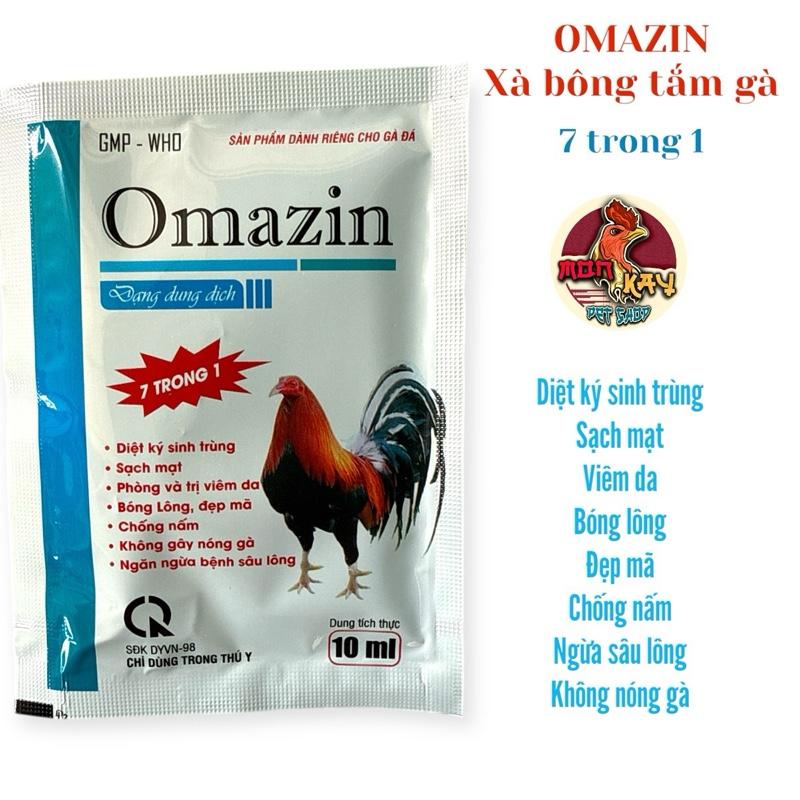 1 gói 10ml Xà bông tắm gà OMAZIN (7 trong 1) ORINGER - Giúp sạch mạt, bóng lông, đẹp mã, chống nấm, ngăn ngừa sâu lông, phòng trị viêm da, diệt kí sinh trùng trên gà đá, gà tre, gà lông, gà kiểng...