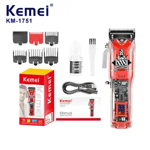 【COD】Alat Cukur Rambut Kemei Elektrik Hair Clipper Rambut Kemei KM-1751/6900RPM Alat Pencukur Kumis Jenggot Professional pemotong rambut Layar LED besar dengan