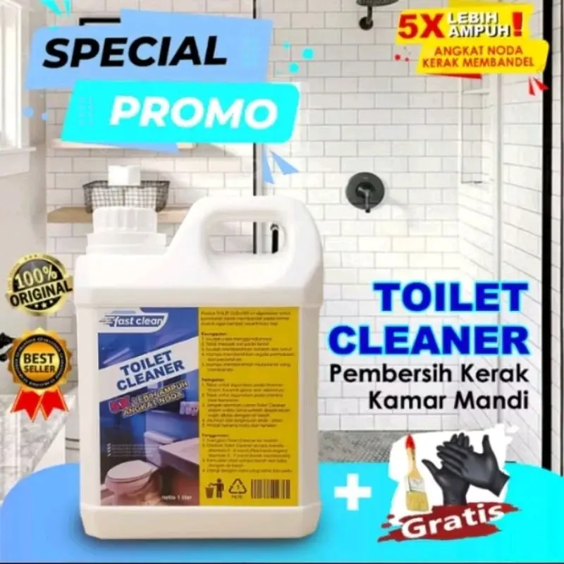 Fast clean pembersih kerak toilet kemasan 1liter/keramik/kran/stanless 100%original Lantai Stainless Kuning