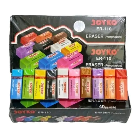 1 pack isi 40 pcs penghapus kecil/eraser warna warni joyko er-110 murah Stationery Pensil Hitam 4