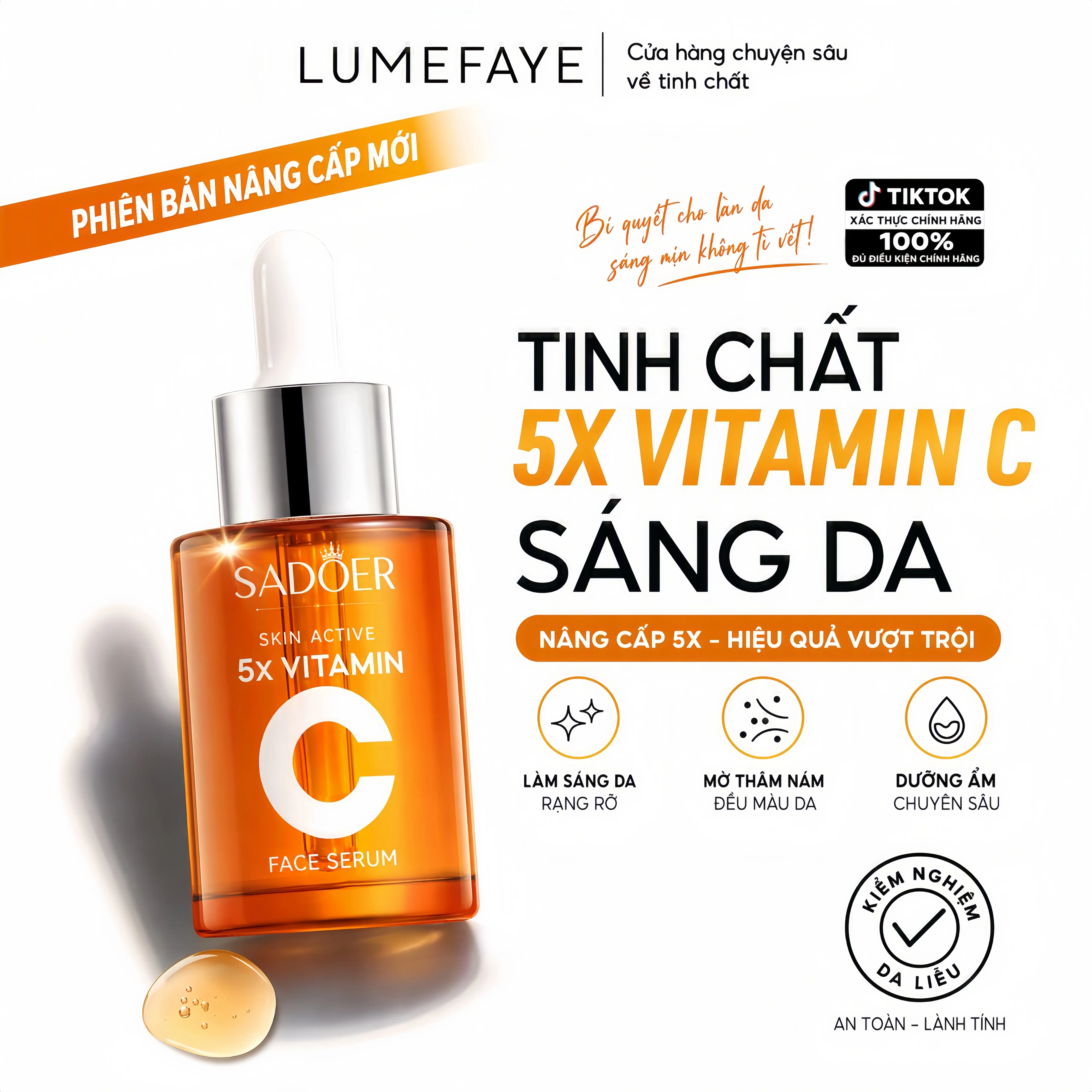 Serum Vitamin C 30ml Tinh Chất Dưỡng Sáng Da, Mờ Thâm Sạm, Hỗ Trợ Chống Lão Hóa, Kiểm Soát Lỗ Chân Lông, Cấp Ẩm Cho Da Xỉn Màu