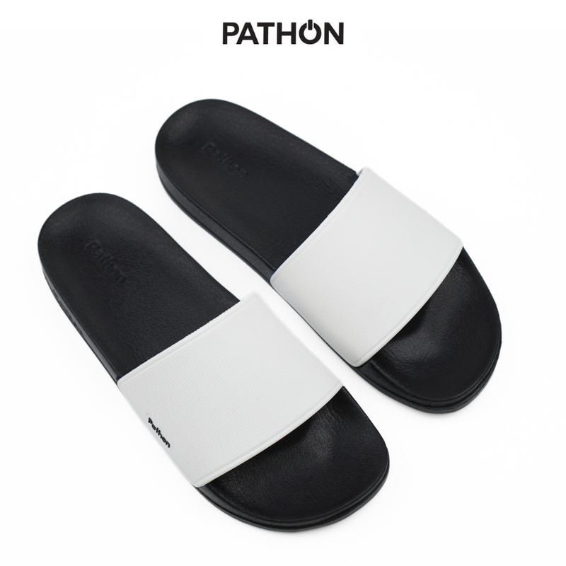 SD27 - PATHON Dép Quai Ngang Nam Nữ Quai PVC Đen Đế IP Trắng Bền Bỉ & Chống Trơn Trượt Phong Cách Hiện Đại Unisex 