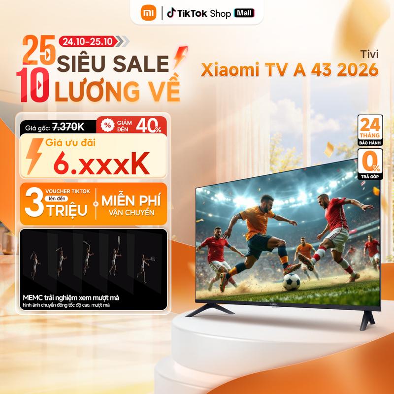Tivi Xiaomi A 43inch 2026 - Độ phân giải 4K - Điều khiển giọng nói