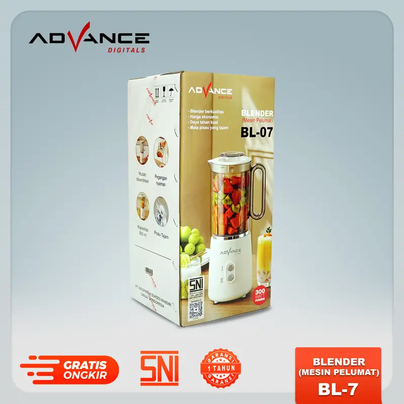 【NEW】Advance BL-7 Blender Listrik 800ml 2 Kecepatan Daya 300 Watt Jus Minuman Mata Pisau 6 Sisi Stainless Garansi Resmi 1 Tahun 3