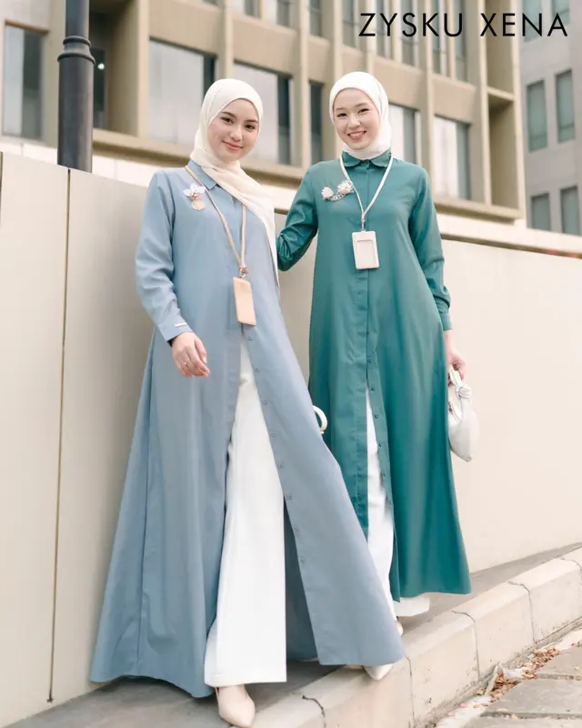 Abaya Shirt - 16 Warna | Zysku Xena | Dress Kemeja Kerja Wanita Lengan Panjang 0