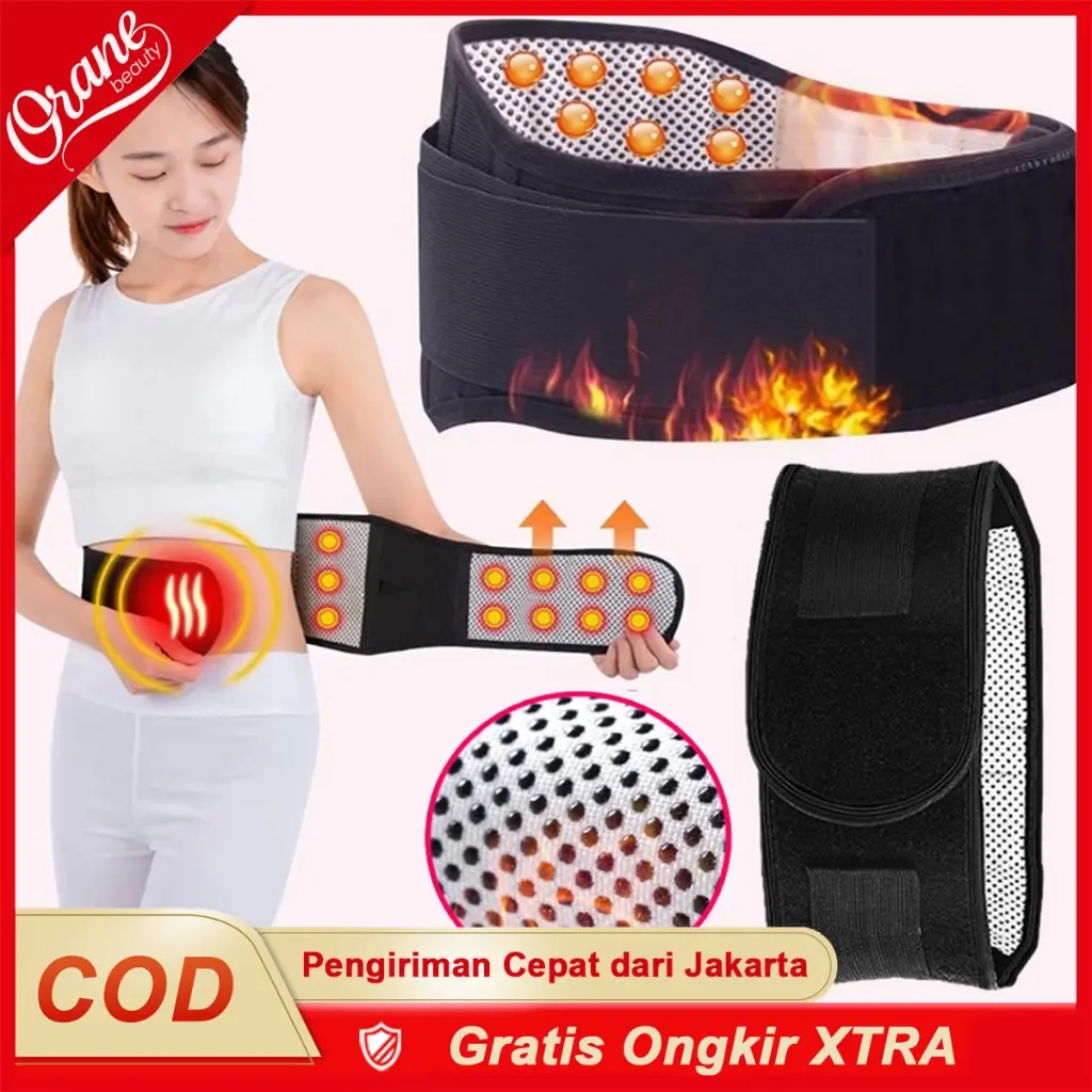 Oranebeauty Sabuk Pinggang Terapi Magnetik Pemanasan Sendiri Turmalin yang Dapat Disesuaikan Sabuk Pinggang Penopang /Sabuk Magnet Terapi Pinggang Therapy Tourmaline Belt Magnetic Self Heating
