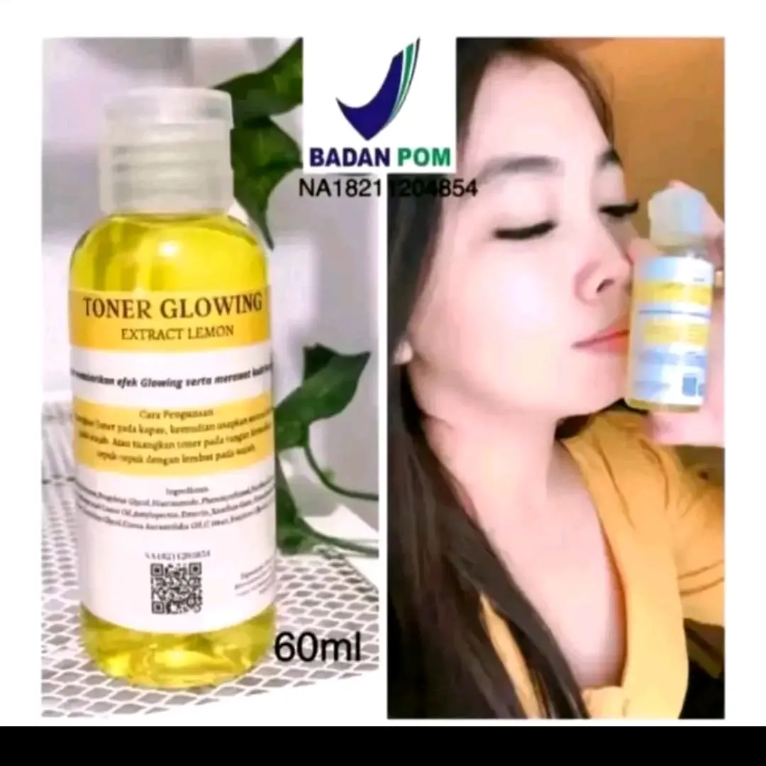 (paket 2 pcs) Toner Glowing Extract Lemon 60 ml /Toner Pemutih Wajah Mencerahkan Perawatan Vitamin Pencerah berminyak menenangkan