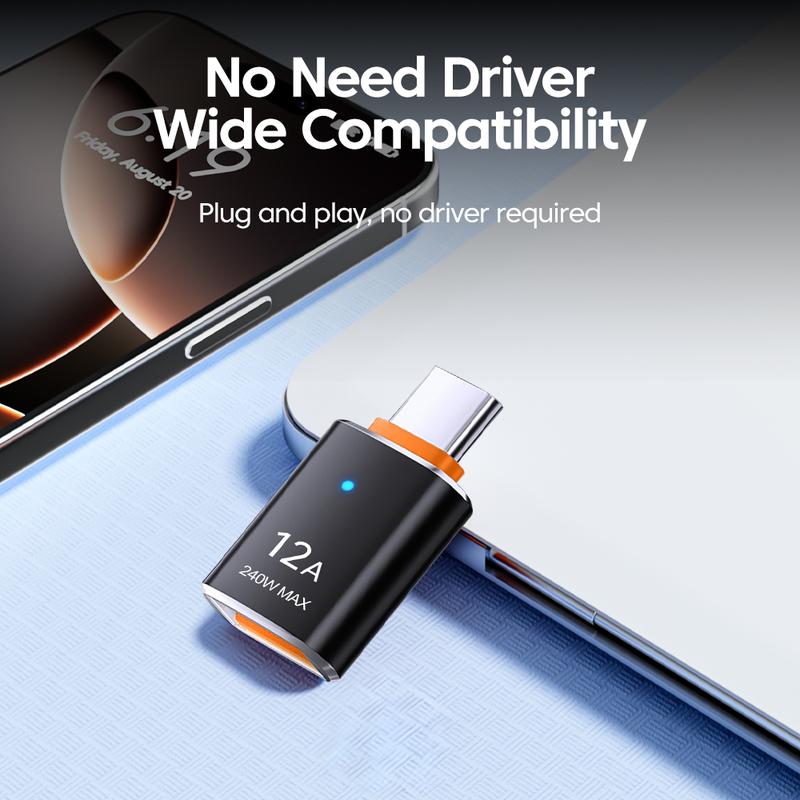 3pcs 12A USB 3.0 Female To Type C Male 240W Max Fast Charging Adapter 5Gbps Transmisson OTG USB C Converter For PC cellphone 6