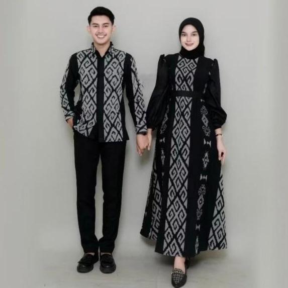 Set Baju Batik Couple Pasangan Kondangan Hitam - EVA Boutique Sarimbit Keluarga Tenun Seragam Panjang Setelan Wanita modern pakaian regular remaja xl set pakaian couple tunangan tali pinggang xxl baju lamaran couple elegan tulle family dress anjani 1 2025 0