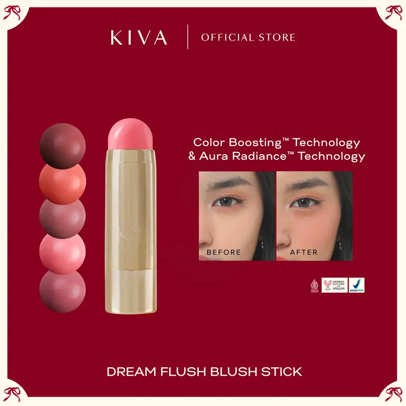 KIVA Dream Flush Blush Stick - Tripeptide Collagen Hydrating Blush On Tahan Lama Cream Semi Dewy Finish Praktis Perona Pipi 0