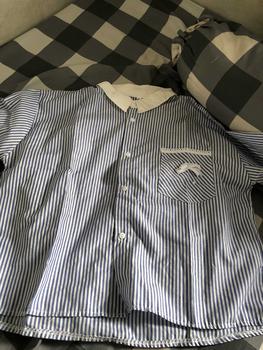 Product Review of Lulu blouse strip salur premium LD 110 120 130 140 kemeja crop jumbo from l**^ 1