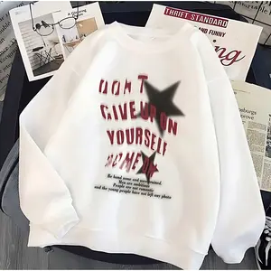 Sweater DON'T GIVE UP Wanita Kekinian Atasan Fashion Crewneck Sweatshirt Panjang Korean S Hoodies & Sweaters crewneck  boxy fit japanese  style jumper wanita candy sweater crewneck  sweatshirt hoodie  tunik korean  sweatshirt baju  atasan Oversize Basic
