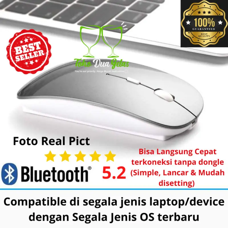 Mouse Gaming Wireless Bluetooth Rechargeable LED RGB Type C Silent Click 1600DPI Ergonomic USB Power Saving Baterai Tahan Lama Kursor Akurat untuk Komputer Laptop MacBook iPad Smartphone Tablet Portable Garansi Bisa COD Computer Device  Lampu RGB 1