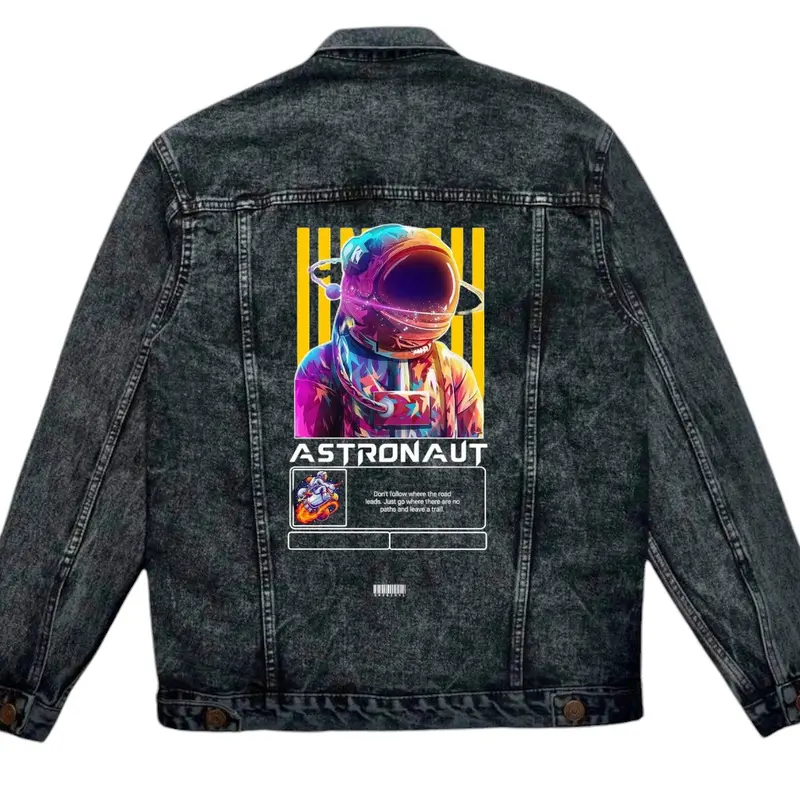 Jaket Jeans Premium Denim Unisex Sandwash Bomber Parasut Cowok Hitam Panjang Wanita Pria Distro 1