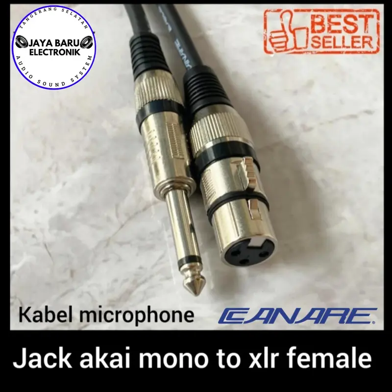 Kabel Microphone Jack Akai Mono to XLR Female 1-5 Meter Canare L2T2S 1