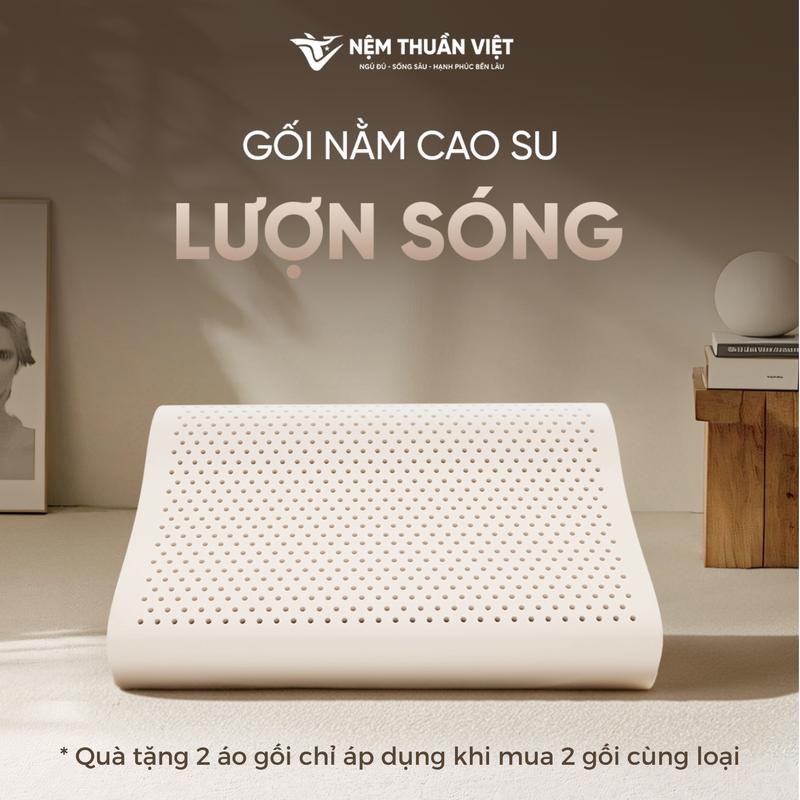 Gối Nằm Cao Su Thuần Việt - Thiết Kế Lượn Sóng, Êm Ái, Giảm Đau Gáy Cổ