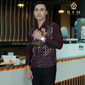 Kemeja Batik Pria Cowok Slimfit Premium Motif MAHESWARA BURGUNDY Full Furing Baju Lengan Panjang Kantor Nyaman Katun Kondangan Mewah Pesta Formal Kancing Kerah batik  pria Kerja Casual