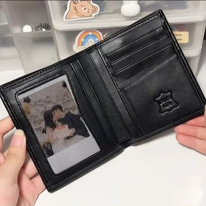 Ví nam da bò nappa chất liệu mềm mại bảo hành 12 tháng kèm hộp Đựng sang trọng dáng Đứng ngang Kem Wallet 4