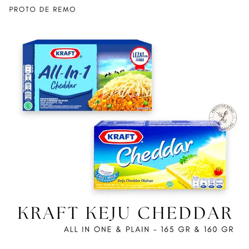Kraft Keju Cheddar Halal All in One | Plain Cheddar - 2KG & 165GR 1