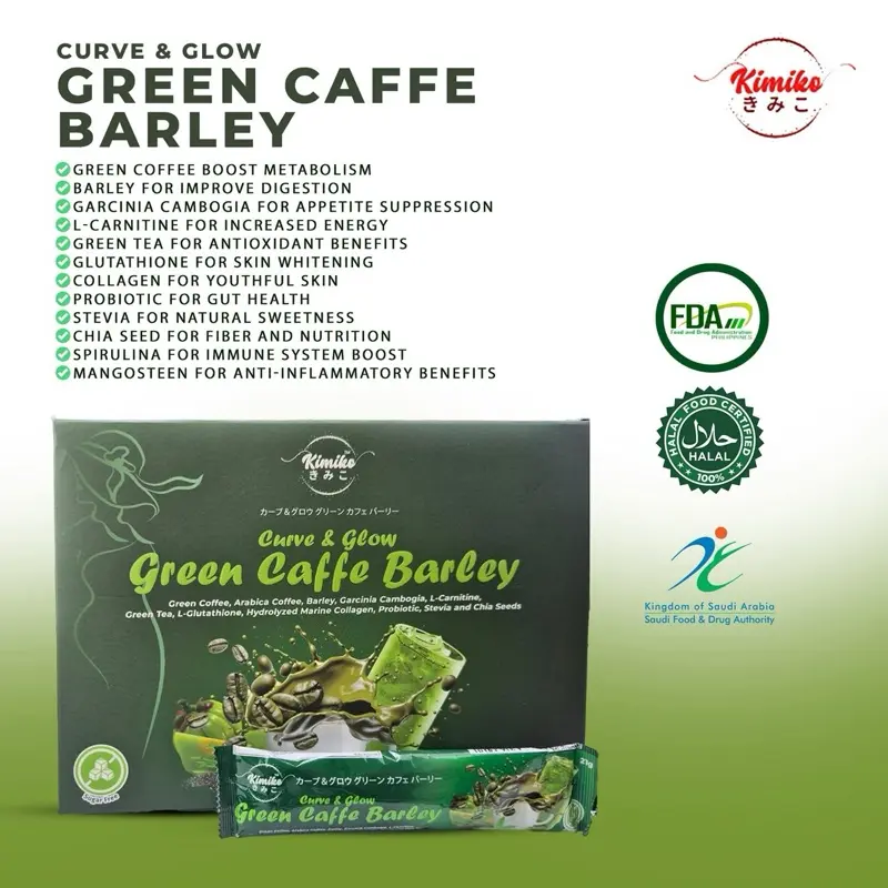 Kimiko Green Caffe Barley Coffee - 10 Sachets, 21g Each, All-Natural Blend  with Green Coffee, Garcinia Cambogia & L-Carnitine, Halal Certified -  TikTok Shop Philippines