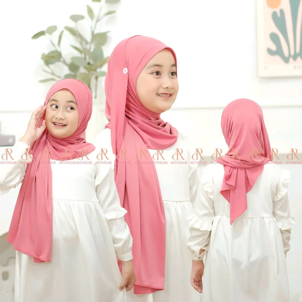 Hijab anak pahmina kancing sakura jersey premium size 4-10 Tahun Kerudung Muslim cantik Instan Variasi