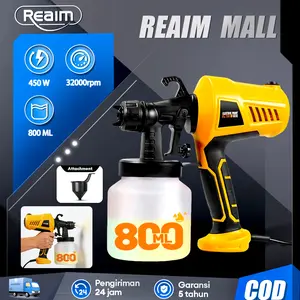 REAIM Re800ML Electric Spray Gun 450Watt, Mesin Cat Semprot Elektrik, Alat Semprotan Cat Listrik untuk Penggunaan Rumah Tangga Kecil, Atomisasi Tinggi, Tidak Bisa Digunakan untuk Minyak, Semprotan Cat Ryu yang Efisien dan Praktis
