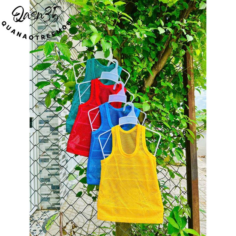 Combo 4 ÁO ba lỗ lưới cho bé trai VẢI ĐẸP mềm mát size 10 kg-20KG