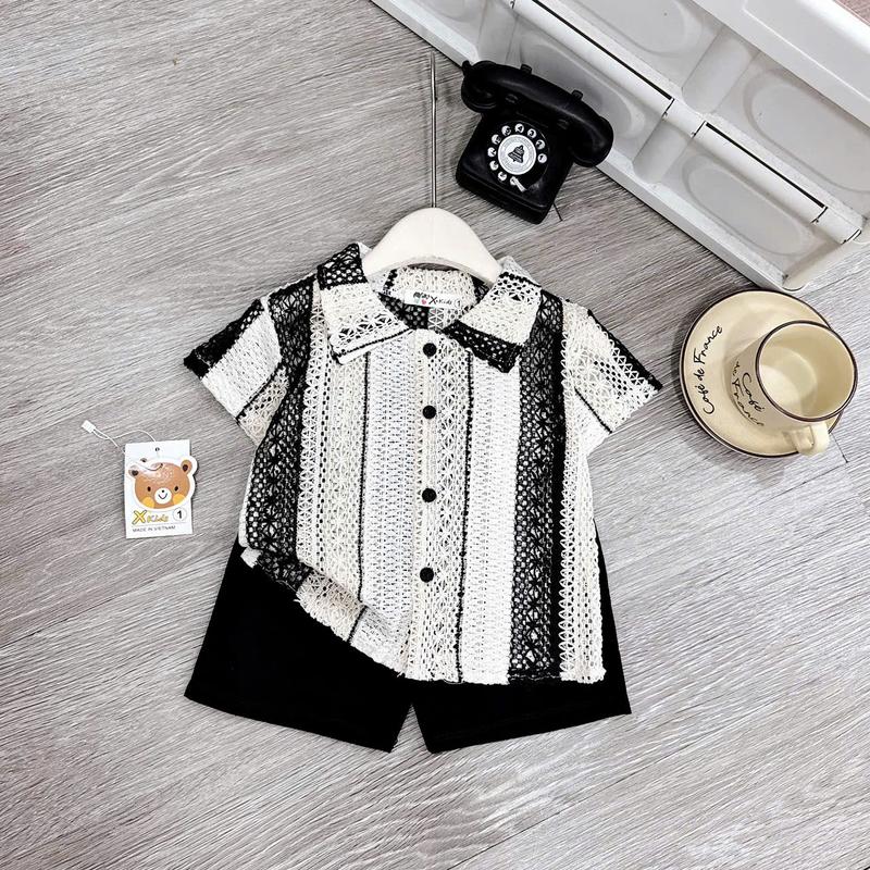 Bộ Cộc Lưới Sọc Đen Cho Bé Trai Từ 8-25kg [ Shop Linh kids 88 ]