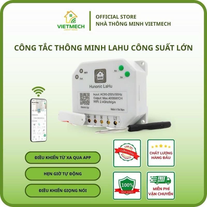 Công suất lớn Công tắc thông minh Hunonic Lahu công suất 4000W điều khiển máy bơm bình nóng lạnh các thiết bị công suất lớn từ xa qua điện thoại Hẹn giờ bật tắt tự động