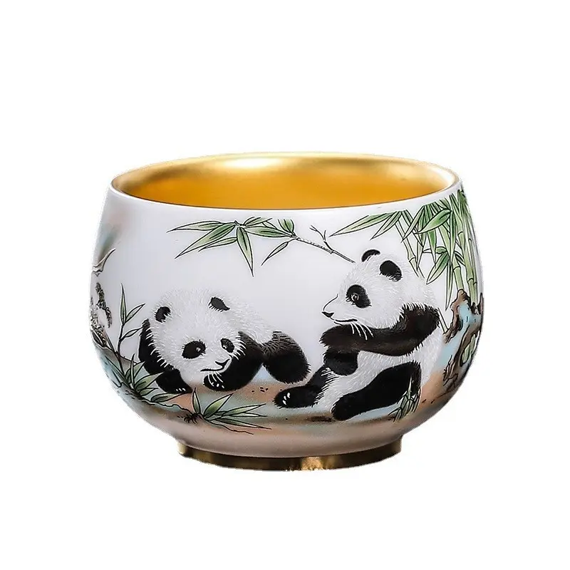 Cốc Vàng Thủ Công Thiết Kế Hình Gấu Trúc Khổng Lồ Kho Báu Quốc Gia, Vật Phẩm Sưu Tập Cao Cấp, Hoàn Hảo Để Làm Quà Tặng