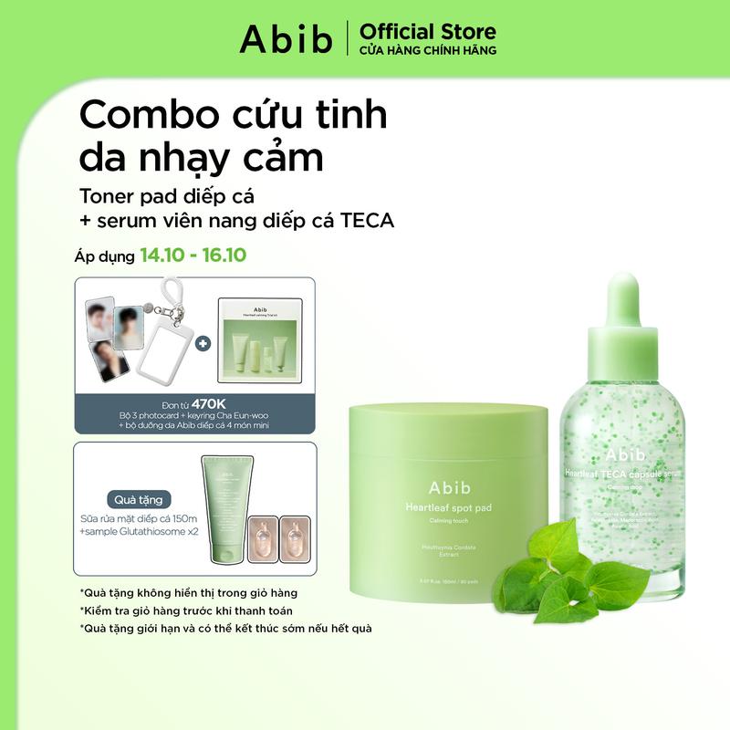 Bộ 2 sản phẩm Abib toner pad diếp cá và serum viên nang diếp cá TECA