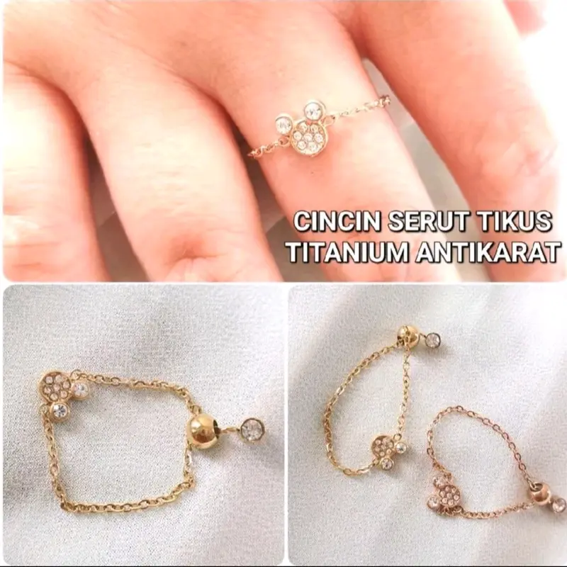 Cincin Serut Miki Tikus Lucu / Bunga Hitam Rings 0