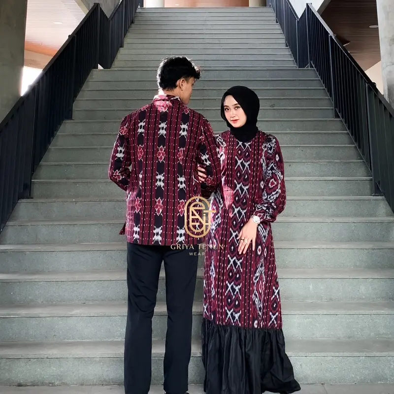 READY STOCK BAJU TENUN AZURA MARUN - BAJU TENUN LEBARAN - BAJU TENUN KONDANGAN 1