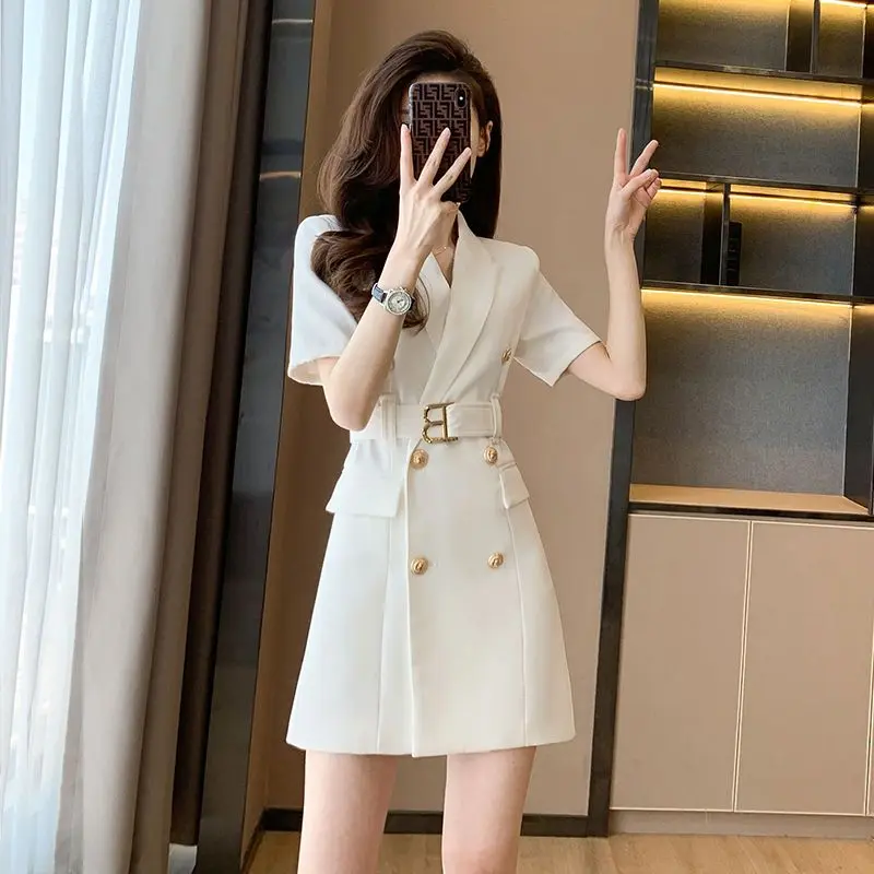 Váy Trắng, Quần Áo Nữ, Phong Cách Cổ Điển Pháp, Thích Hợp Cho Mùa Hè, Thiết Kế Độc Đáo Váy Phù Hợp Women Dress Khuy