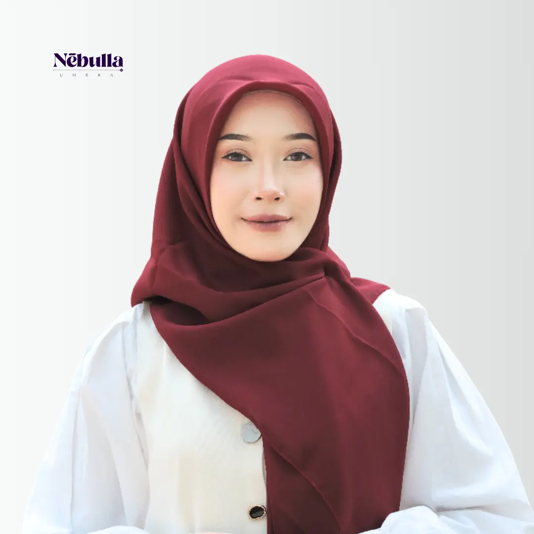 BUY 1 GET 1 Nebulla Umbra   Maroon Kerudung Plain Square Premium Polycotton