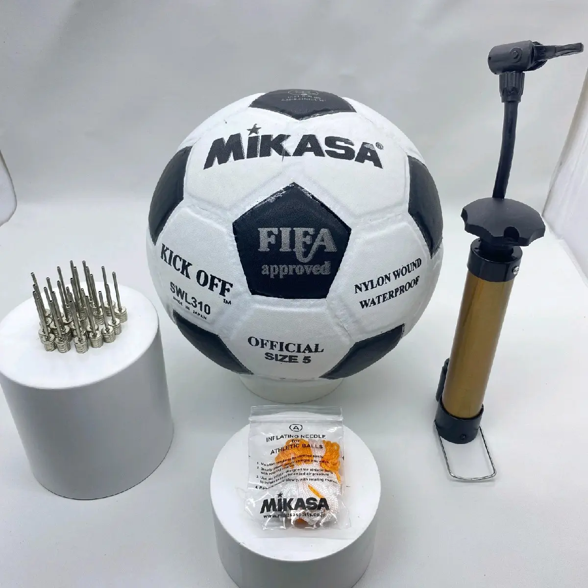 Bola Sepak Mikasa Hitam Putih Size 5 Pres Tempel Anak Murah Gratis Pentil Jaring dan Pompa Outdoor - Ball geng gaman