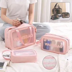 MAGEFY PVC Tas Makeup Transparan 0311 – Pouch Kosmetik Travel Organizer, Anti Air, Ringan, Muat Banyak, Cocok untuk Skincare, Perlengkapan Mandi & Aksesori