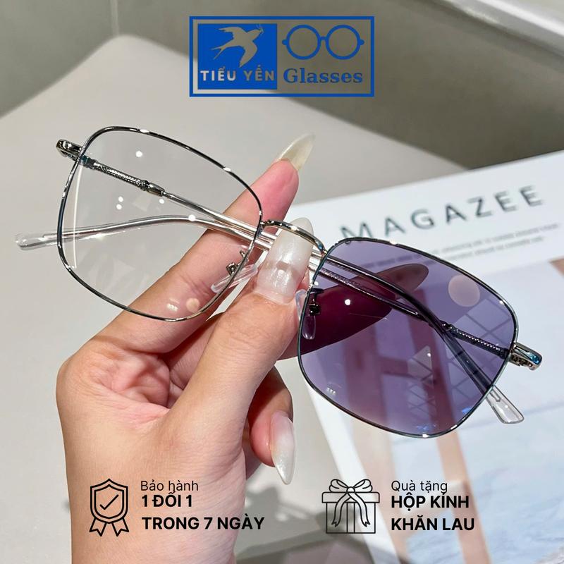 Mã V72502 - TRÒNG CẬN ĐỔI MÀU Kính Cận TiTanium Đổi Màu khi ra nắng tròng kính chống UV400 chất liệu không gỉ phù hợp nam nữ mặt vừa và to