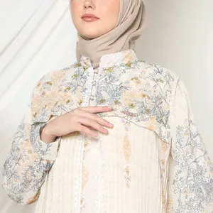 Zaskia Dres Gamis Wanita Kekinian dengan Motif Bunga Elegan dan Desain Modern Muslim